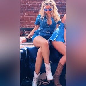 Princess Polly Denim Short Sleeve Jumpsuit